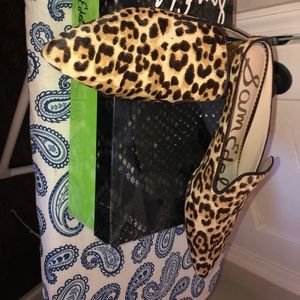 Sam Edelman leopard calf hair slides